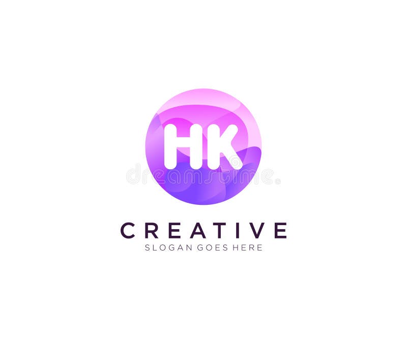 HK initial logo With Colorful Circle template vector royalty free illustration
