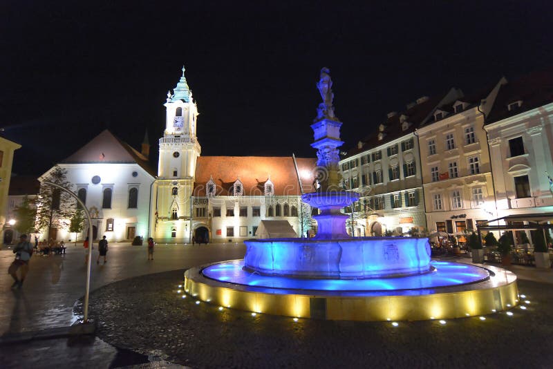 Hlavne Namestie square in the old town center, Bratislava, Slovakia