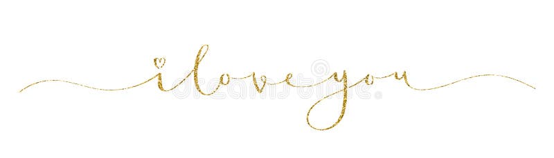 I LOVE YOU Gold Glitter Brush Calligraphy Banner Stock Vector ...