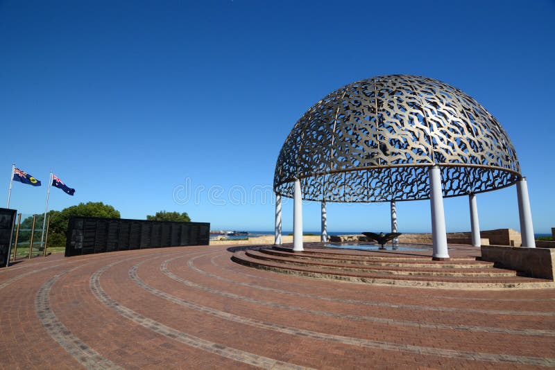 HMAS Sydney memorial. Geraldton. Western Australia. Australia. Geraldtown is a coastal town in the Mid West region of Western Australia; the memorial for the stock images HMAS Sydney memorial. Geraldton. Western Australia. Australia. Geraldtown is a coastal town in the Mid West region of Western Australia; the memorial for the stock images
