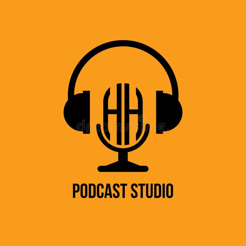 Hmonogram hoofdtelefoon- en microfoonstijl vector illustratie