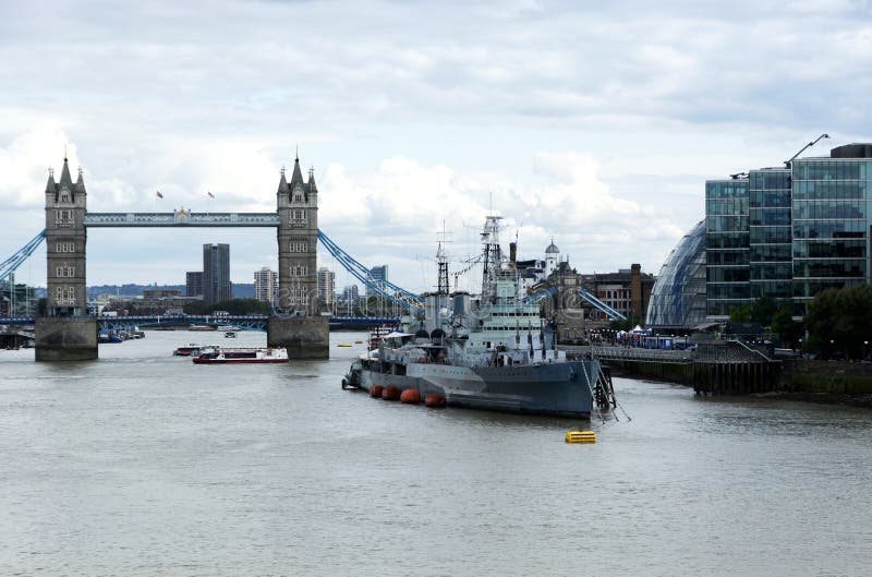 HMS Most Belfast w Wieży 2007 wrzesień 2019 r. Londyn zdjęcie royalty free HMS Most Belfast w Wieży 2007 wrzesień 2019 r. Londyn zdjęcie royalty free