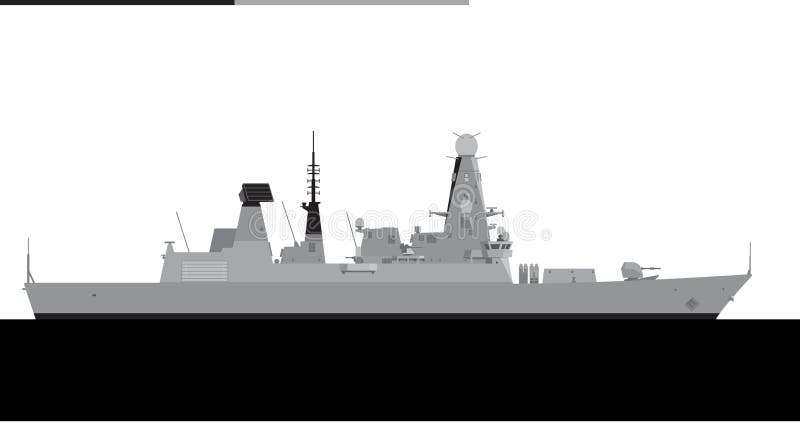 Hms osando d32. destructor de misiles guiados tipo 45 de la armada real. libre illustration