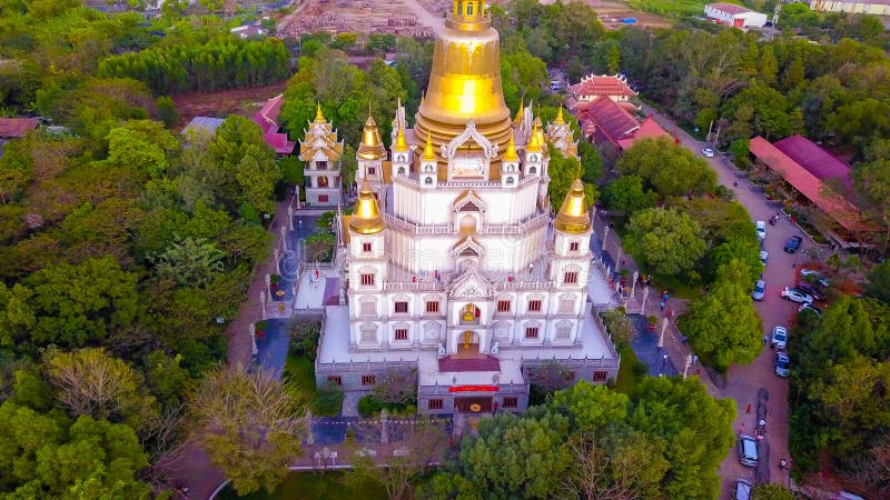 Ho chi minh city vietnam 25 ene 2020 drone view of buu long pagoda at district 9 ho chi minh city vietnam