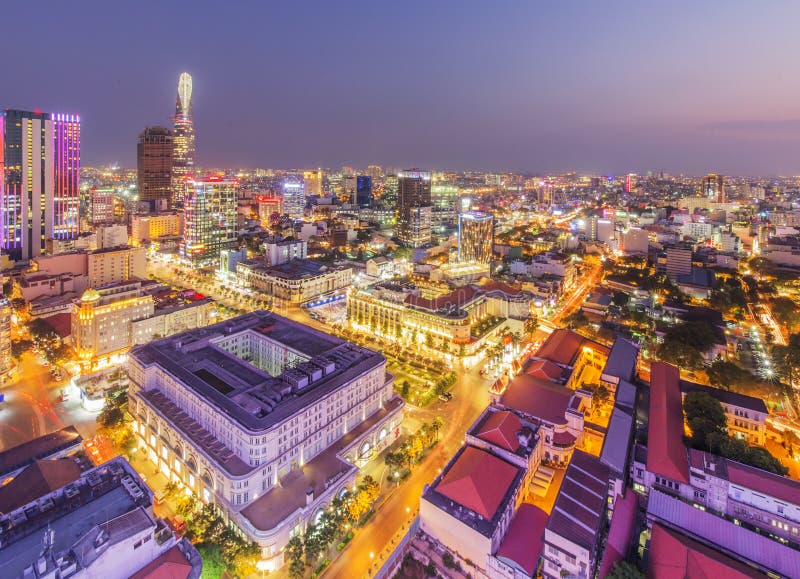 Ho Chi Minh stadssikt från överkant av byggnad royaltyfria foton Ho Chi Minh stadssikt från överkant av byggnad royaltyfria foton