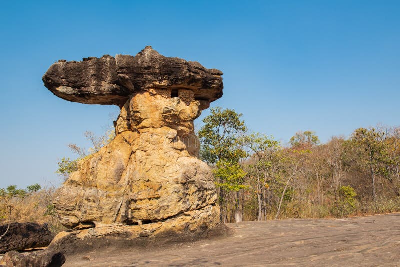 Ho Nang Usa is the most impressive rock formation at Phu Phra Bat Historical Park Udon Thani, Thailand. public place. royalty free stock image Ho Nang Usa is the most impressive rock formation at Phu Phra Bat Historical Park Udon Thani, Thailand. public place. royalty free stock image