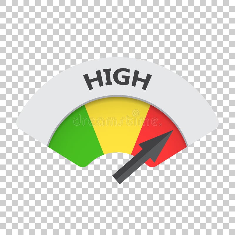 High level risk gauge vector icon. High fuel illustration on isolated background. High level risk gauge vector icon. High fuel illustration on isolated background.