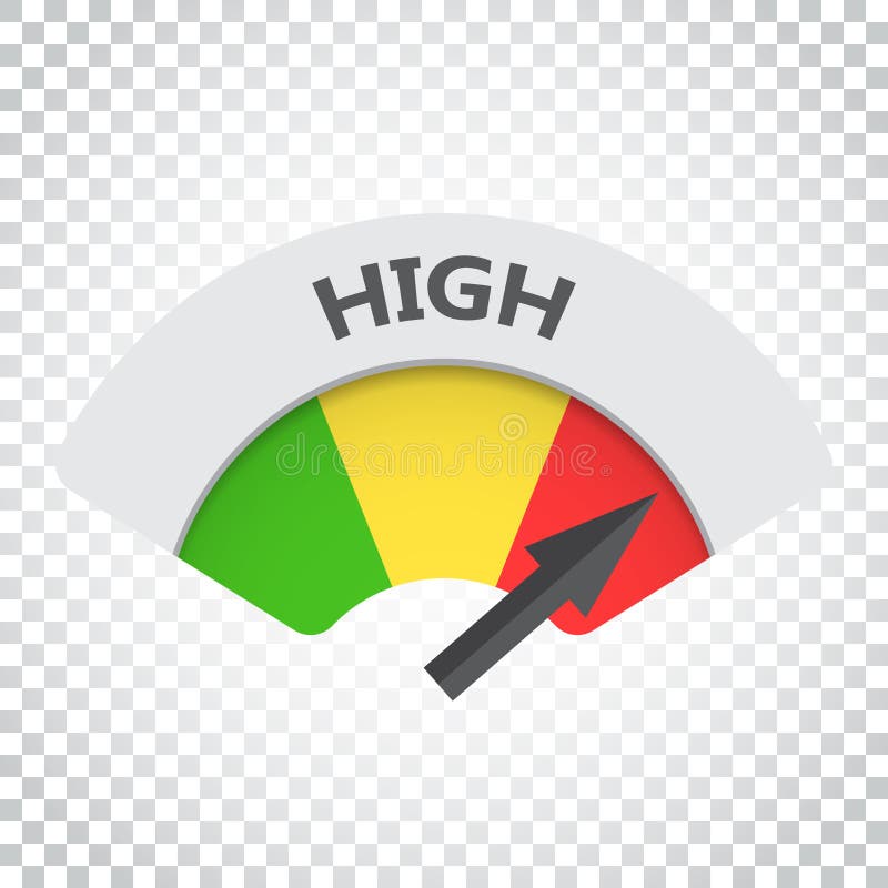 High level risk gauge vector icon. High fuel illustration on isolated background. Simple business concept pictogram. High level risk gauge vector icon. High fuel illustration on isolated background. Simple business concept pictogram.