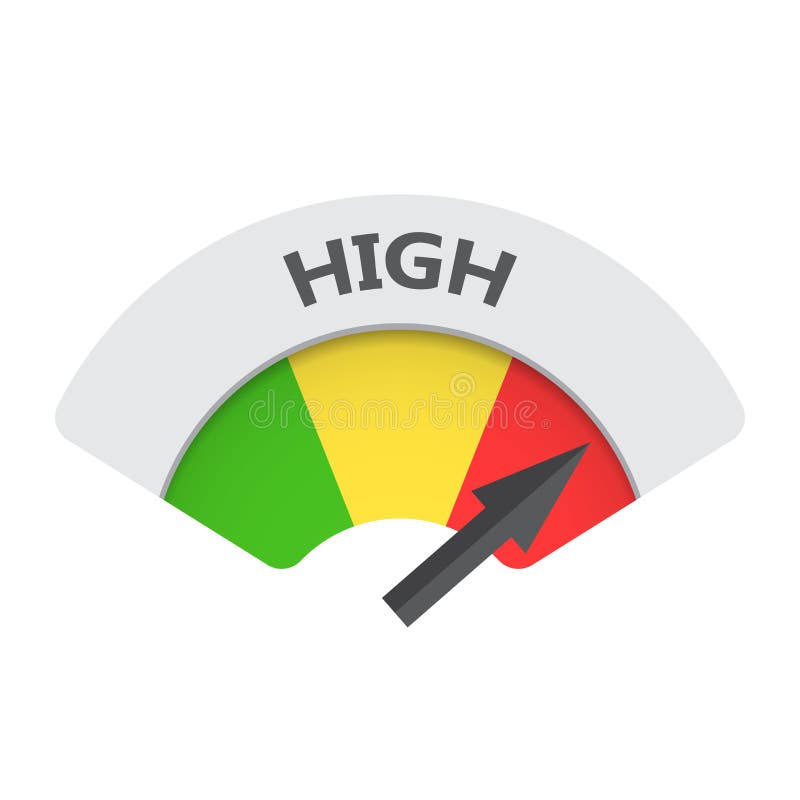 High level risk gauge vector icon. High fuel illustration on white background. High level risk gauge vector icon. High fuel illustration on white background.