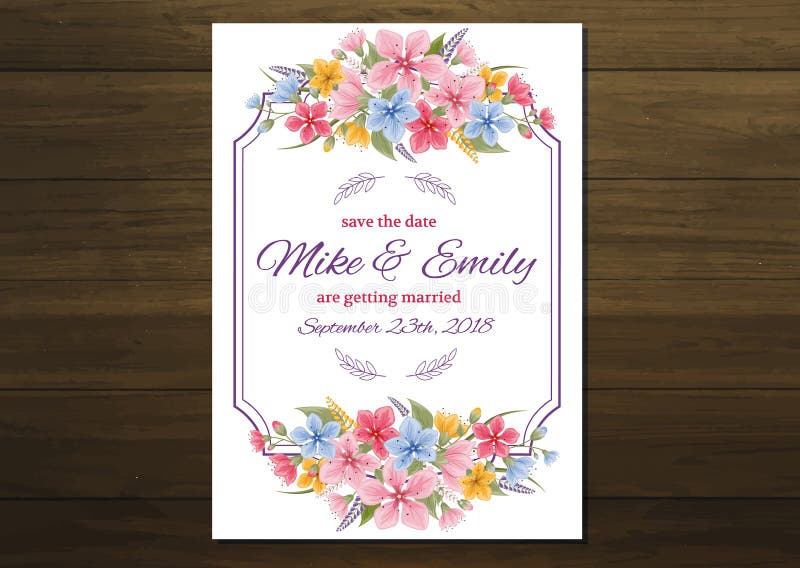 Hochzeitseinladung, Einladung, Rsvp, speichern Sie die Dattelkarte Design mit elegantem Lavendel rosa Garten Rosenanemon, Wachsbl vektor abbildung Hochzeitseinladung, Einladung, Rsvp, speichern Sie die Dattelkarte Design mit elegantem Lavendel rosa Garten Rosenanemon, Wachsbl vektor abbildung