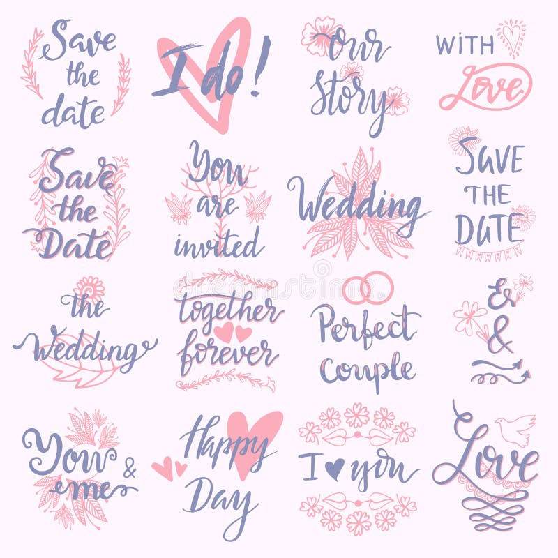 Hochzeitstagheirat drückt Grußliebes-Logos der Textbeschriftungseinladungskalligraphie romantischen Vektor des handdrawn aus lizenzfreie abbildung Hochzeitstagheirat drückt Grußliebes-Logos der Textbeschriftungseinladungskalligraphie romantischen Vektor des handdrawn aus lizenzfreie abbildung