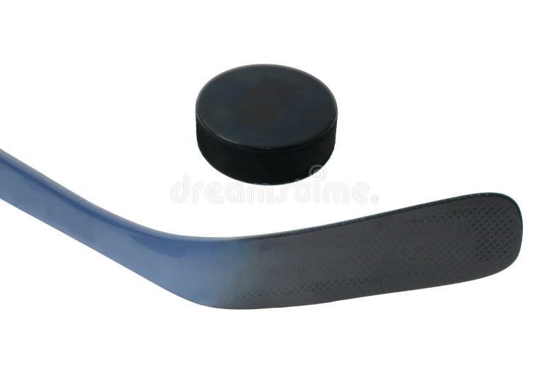 Hockey stick hitting hockey puck - Stock Illustration [64536516