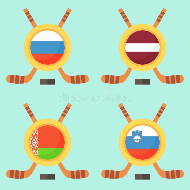 Hockey en Russie, en Lettonie, au Belarus et en Slovénie illustration libre de droits Hockey en Russie, en Lettonie, au Belarus et en Slovénie illustration libre de droits