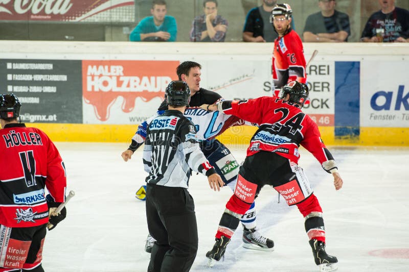 Hockey fight editorial photo. Image of referee, fight 18156761