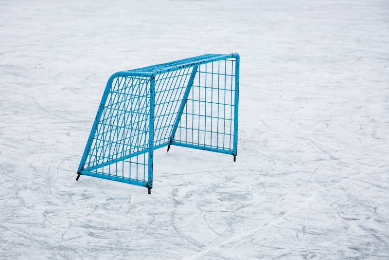 Hockey goal on ice stock photo. Image of cool, open 188362610