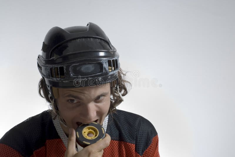 Hockey Puck in Mouth Horizontal Stock Image Image of inside, person
