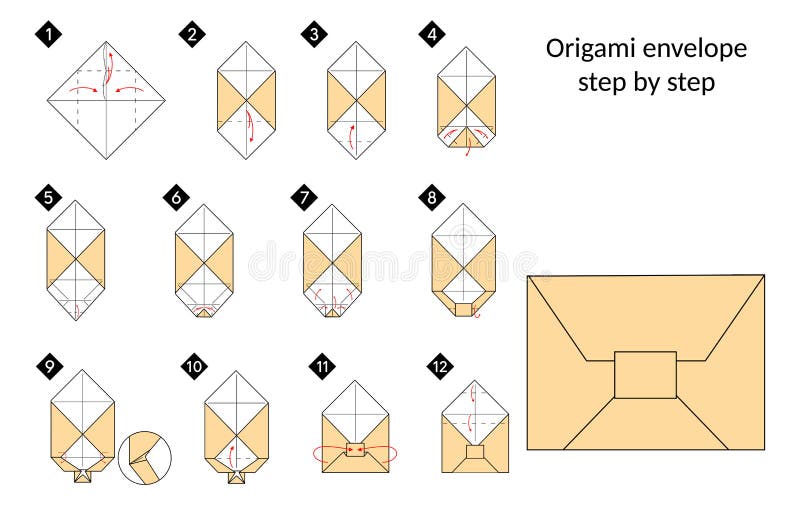 Stap Voor Stap we Origami-vogel Kunnen Maken Vector - Illustration of vorm, vogel: 224717715