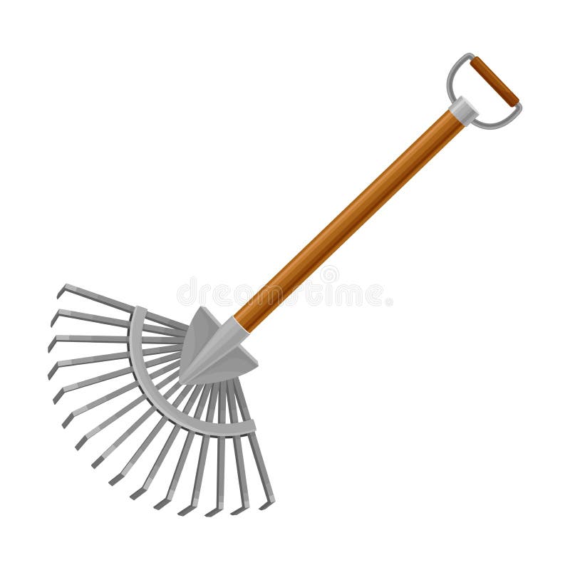 Hoe or Rake Garden Tool for Soil Cultivation Vector Illustration Stock ...