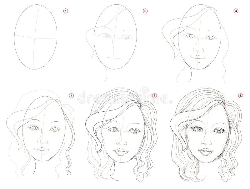 Hoe te om geleidelijke potloodtekening te creëren De pagina toont hoe te stap voor stap te leren trekt het portret van fantasieme