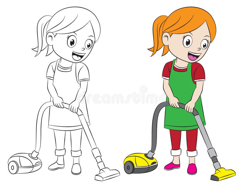 Colección de artículos para el hogar y herramientas de limpieza en estilo  de dibujos animados