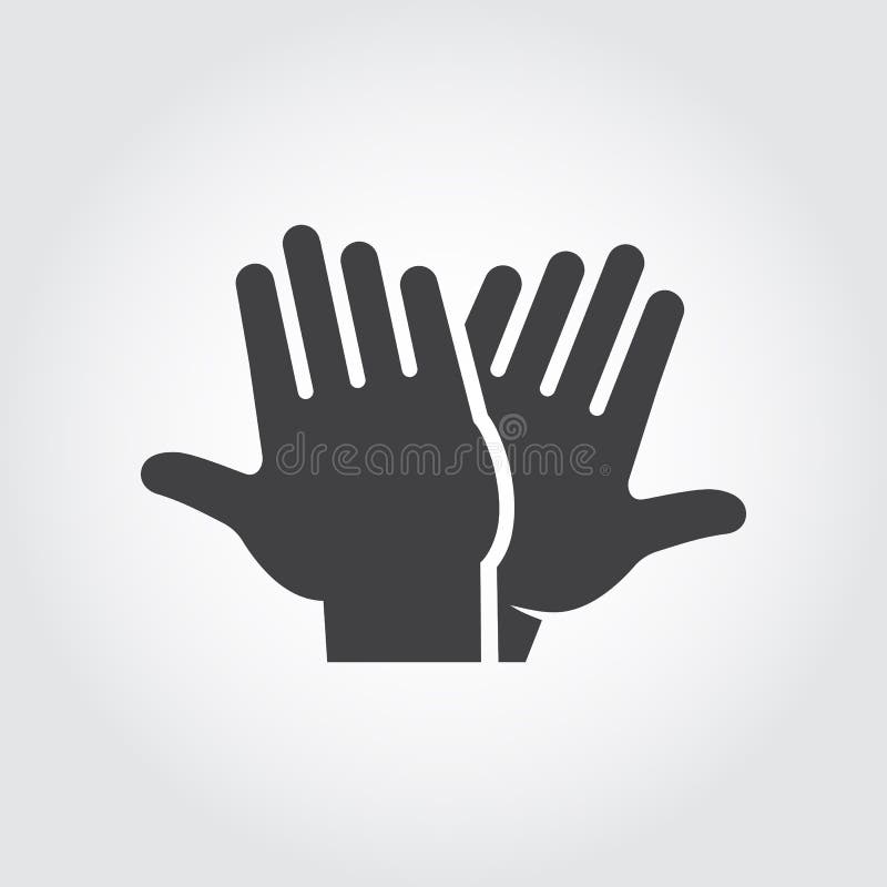 Hohe Ikone fünf Schwarzes flaches Bilddagramm von klatschenden Händen - Gruß, begrüßend und feiern Symbol von erfolgreichen Leute