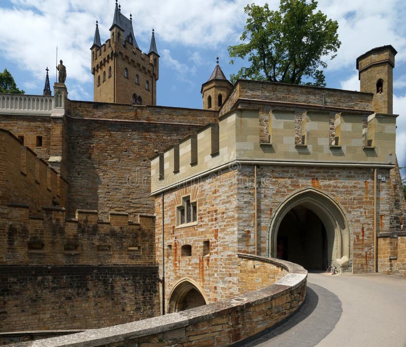 Hohenzollern Castle is approximately 50 kilometers (31 miles) south of Stuttgart, Germany. It is considered the ancestral seat of the Hohenzollern family, which emerged in the Middle Ages and eventually became German Emperors. The castle was first constructed in the early 11th century and completely destroyed after a 10-month siege in 1423 by the imperial cities of Swabia. A second, larger and more sturdy castle was constructed from 1454 to 1461, and served as a refuge for the Catholic Swabian Hohenzollerns during wartime; including during the Thirty Years' War. By the end of the 18th century, however, the castle gradually fell into disrepair, leading to the demolition of several dilapidated buildings. Today, only the chapel remains from the medieval castle. The third version of the castle, which stands today, was constructed for King Frederick William IV of Prussia between 1846 and 1867. The design is based on English Gothic Revival architecture and the castles of the Loire Valley. Dilapidated architecture stock images, royalty-free photos and pictures