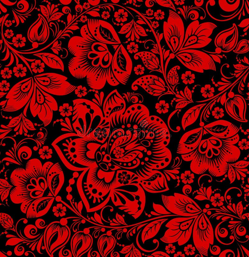 Hohloma bezszwowy wzór ilustracja wektor Hohloma bezszwowy wzór ilustracja wektor