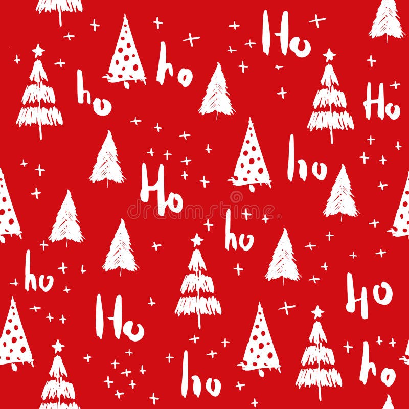 Hohoho и картина рождественской елки безшовная handdrawn бесплатная иллюстрация Hohoho и картина рождественской елки безшовная handdrawn бесплатная иллюстрация