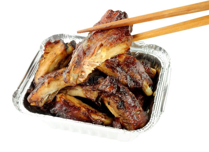 Hoisin Sauce Pork Ribs In Foil Take Away Tray