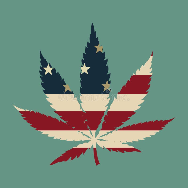Hoja de la marijuana con los colores de la bandera de los E.E.U.U. libre illustration Hoja de la marijuana con los colores de la bandera de los E.E.U.U. libre illustration