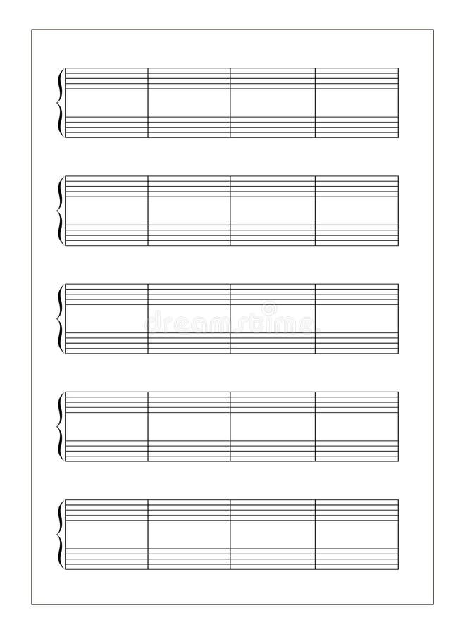 Hoja Del Bastón A4 De La Nota De La Música Ilustración del Vector