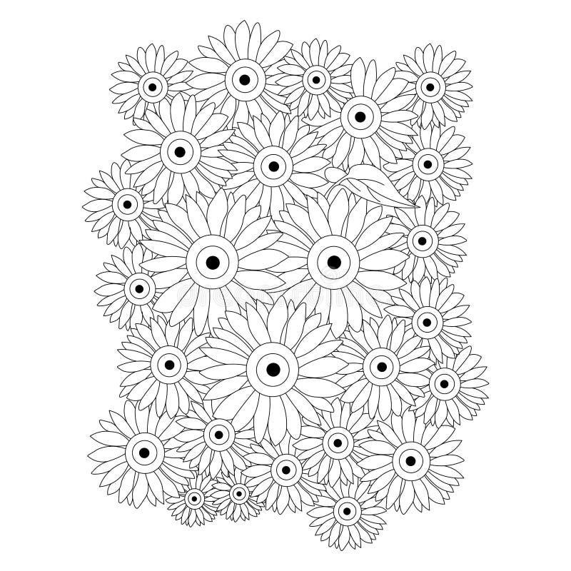 Dibujo Vectorial De Flores Para Adultos Para Colorear Libros Ilustración  del Vector - Ilustración de colorante, vector: 217295886