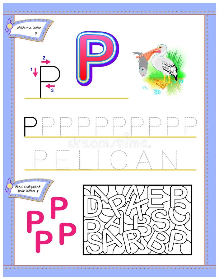 Hoja de trabajo para los niños con la letra P para el alfabeto inglés del estudio Juego del rompecabezas de la lógica Habilidades ilustración del vector Hoja de trabajo para los niños con la letra P para el alfabeto inglés del estudio Juego del rompecabezas de la lógica Habilidades ilustración del vector