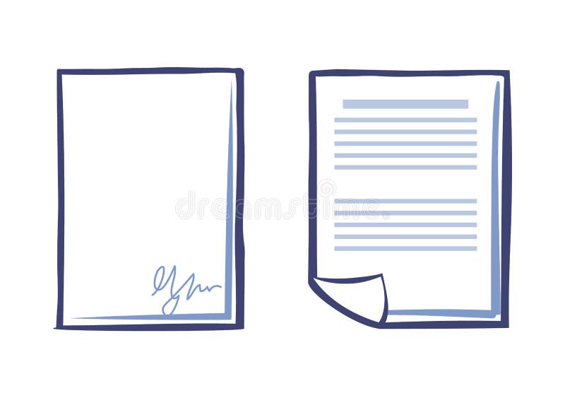Hoja En Blanco Con Firma Y Documento Ilustración del Vector