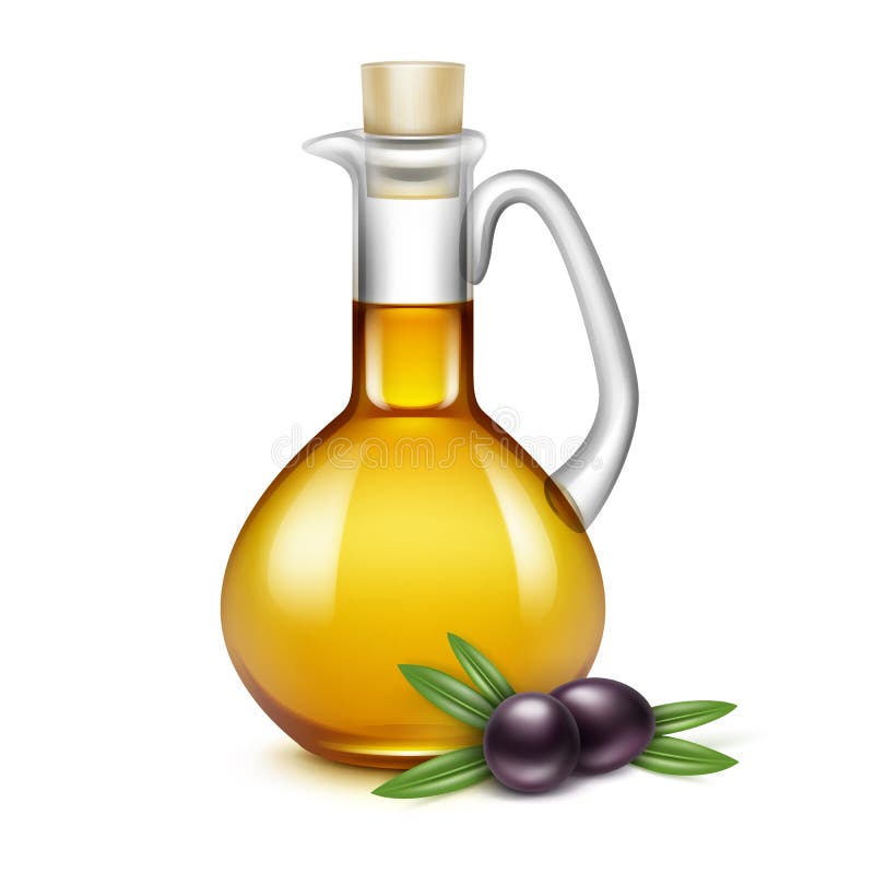 Hojas de las ramas de aceitunas de la botella del tarro de Olive Oil Glass Jug Pitcher