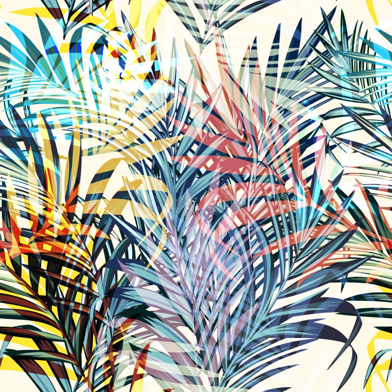 Hojas de palma tropicales del vector colorido, estilo de las vacaciones Ideal para