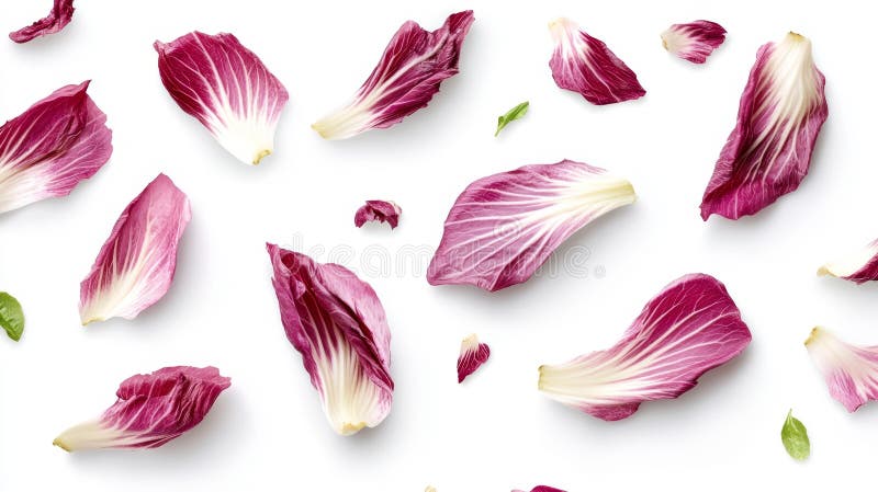 Hojas de radicchio en el fondo blanco ai generativo libre illustration