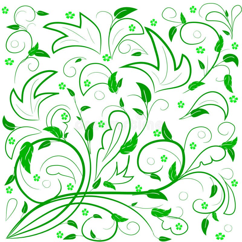 Hojas del verde con remolinos abstractos libre illustration Hojas del verde con remolinos abstractos libre illustration