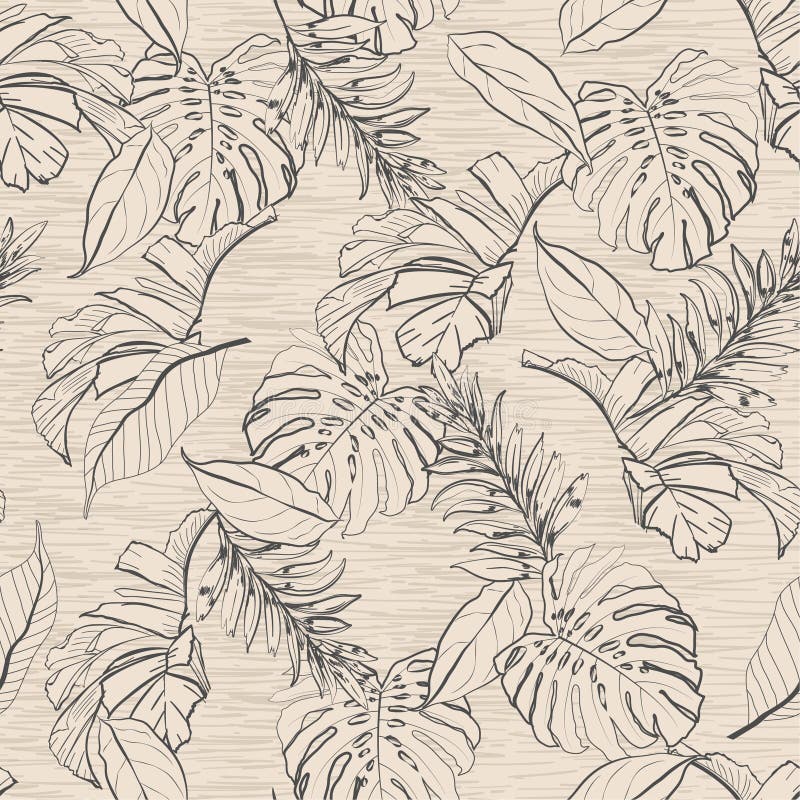 Hojas florales y tropicales modelo inconsútil, palmeras del vintage i ilustración del vector Hojas florales y tropicales modelo inconsútil, palmeras del vintage i ilustración del vector