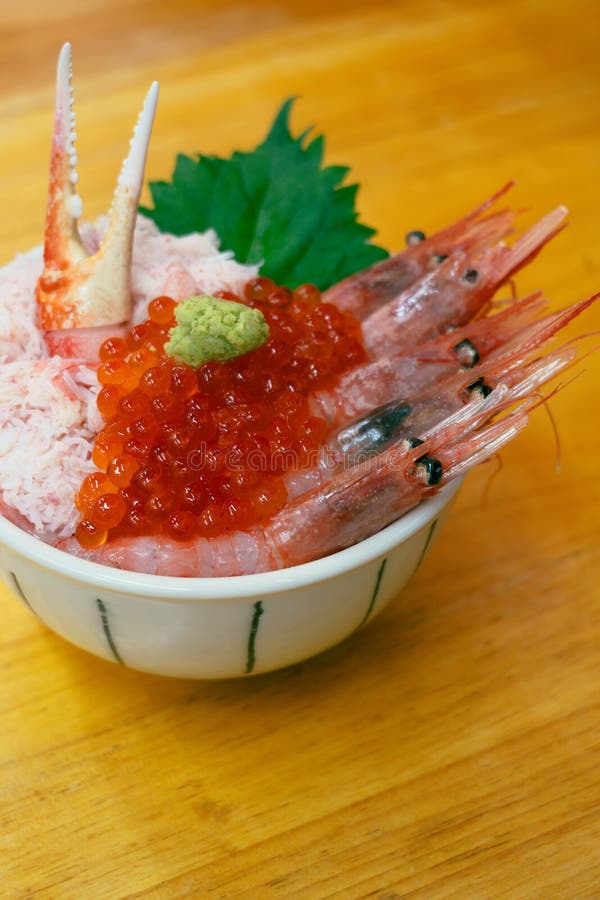 Kaisendon Japanese Seafood Rice Bowl in Otaru, Hokkaido, Japan Stock