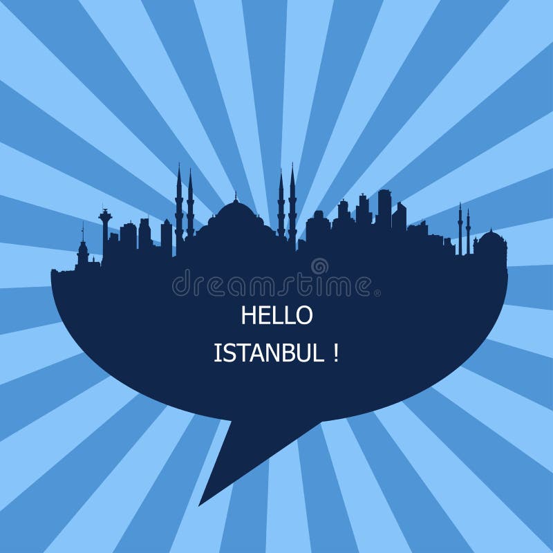 Hola Estambul, Viaje a Turquía Ilustración del Vector - Ilustración de  silueta, céntrico: 138094276