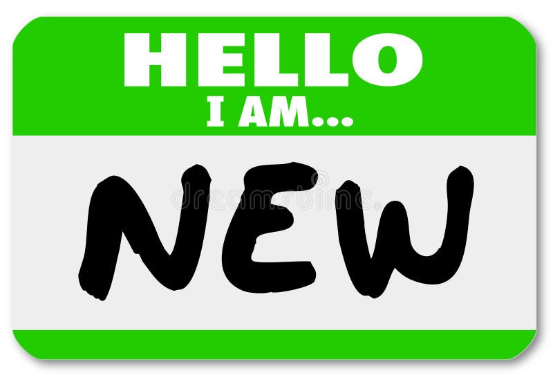 Hola soy nuevo aprendiz del novato de la etiqueta engomada del Nametag stock de ilustración Hola soy nuevo aprendiz del novato de la etiqueta engomada del Nametag stock de ilustración