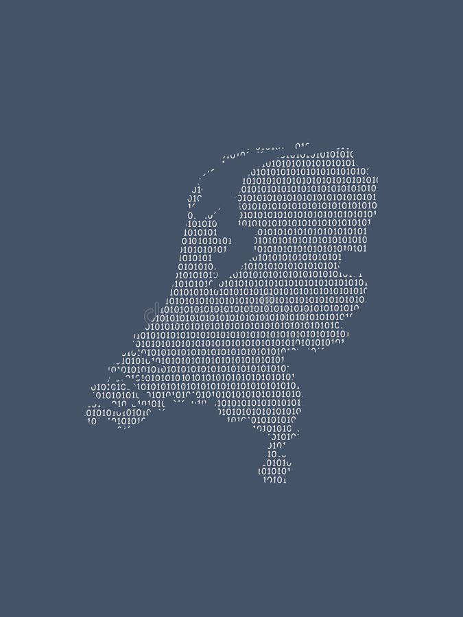 Holandii wektorowa mapa używać białe binarne cyfry na ciemnym tle znaczyć cyfrowego kraju i popierania technologia ilustracja wektor Holandii wektorowa mapa używać białe binarne cyfry na ciemnym tle znaczyć cyfrowego kraju i popierania technologia ilustracja wektor