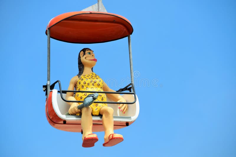 Holbewoner Dame Rides Gondola stock foto's Holbewoner Dame Rides Gondola stock foto's