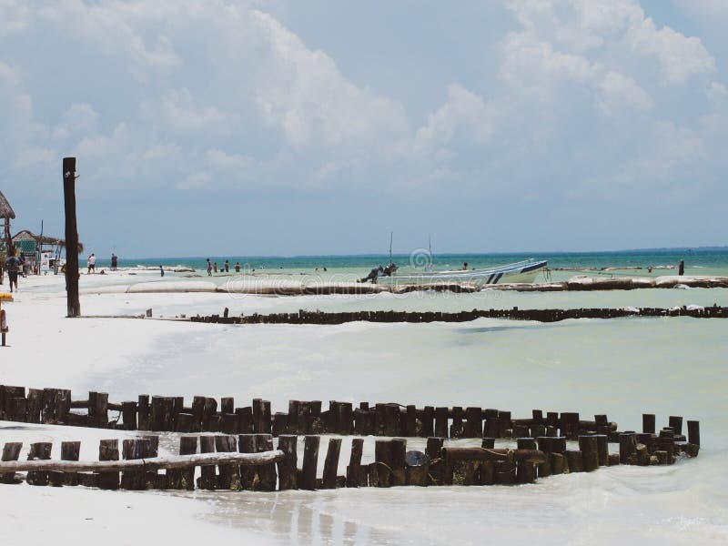 HOLBOX, MEXICO MAY 25, 2018 Flooded Sand Roads in the Main Square of