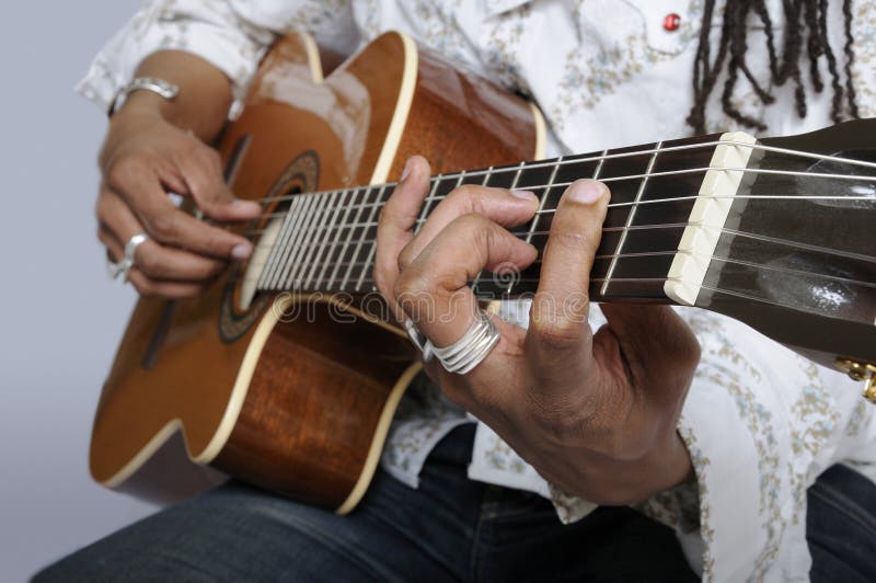 Holding a guitar chord