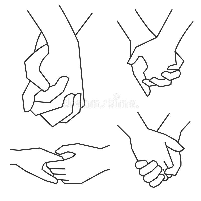 Holding hands in love. Vector editable line. vector illustration