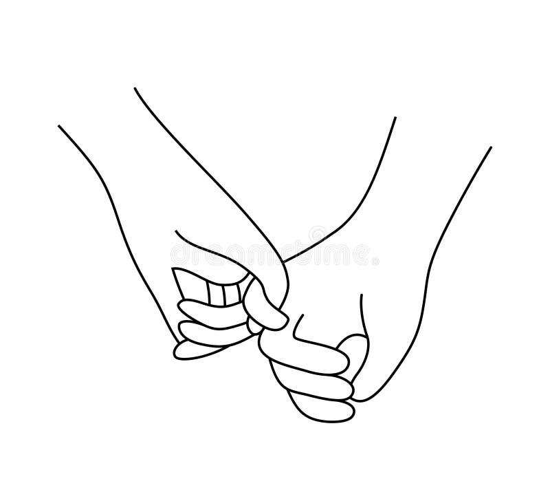 Holding hands outline. stock vector. Illustration of little - 98580134