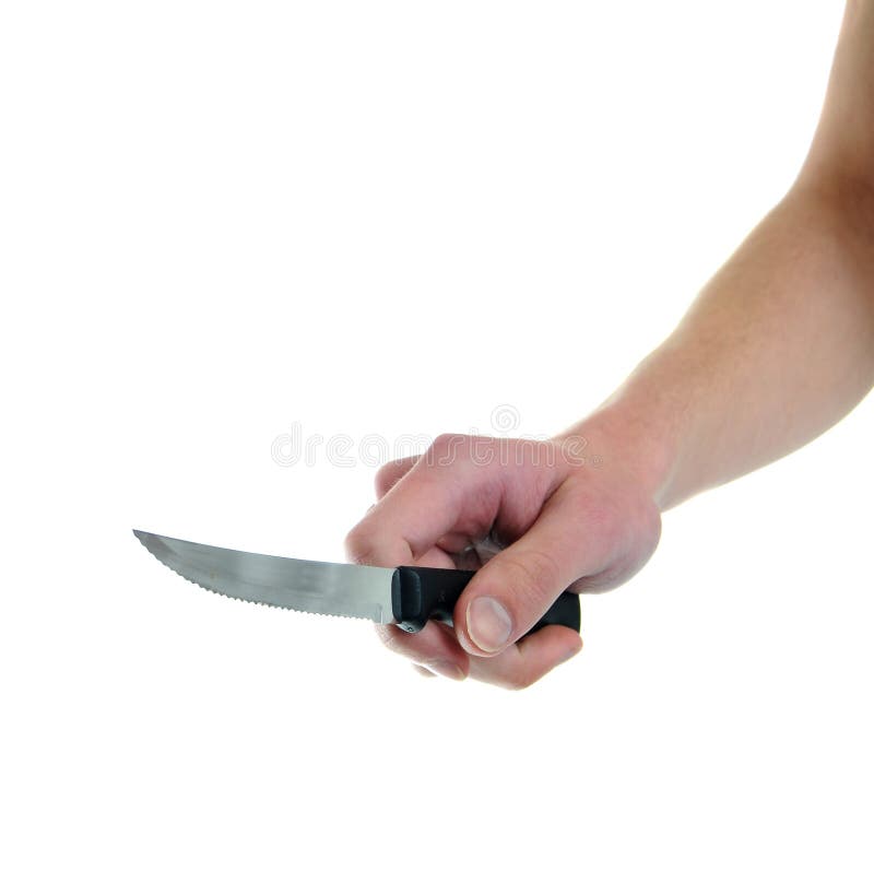 Holding kitchen knife isolated on