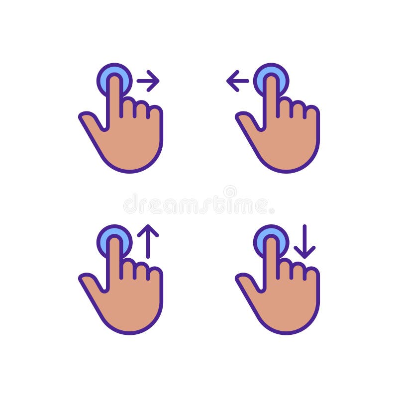 Holding and moving pixel perfect RGB color icons set stock illustration